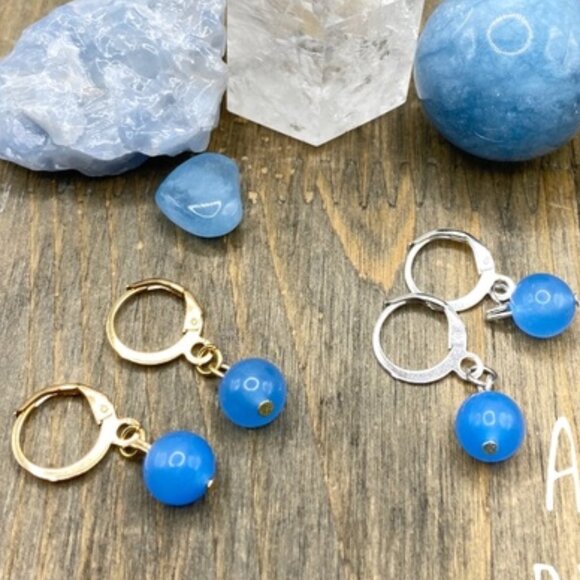 Alquimia Gold and Silver Earrings with Blue Stones - Picture 1 of 1